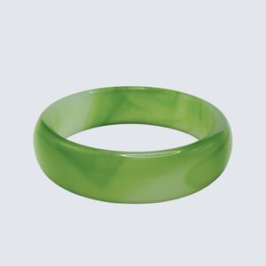 Vintage Glass Bangle Bracelet Green Swirled Chunky Marbled Boho Hippie Artsy Mod